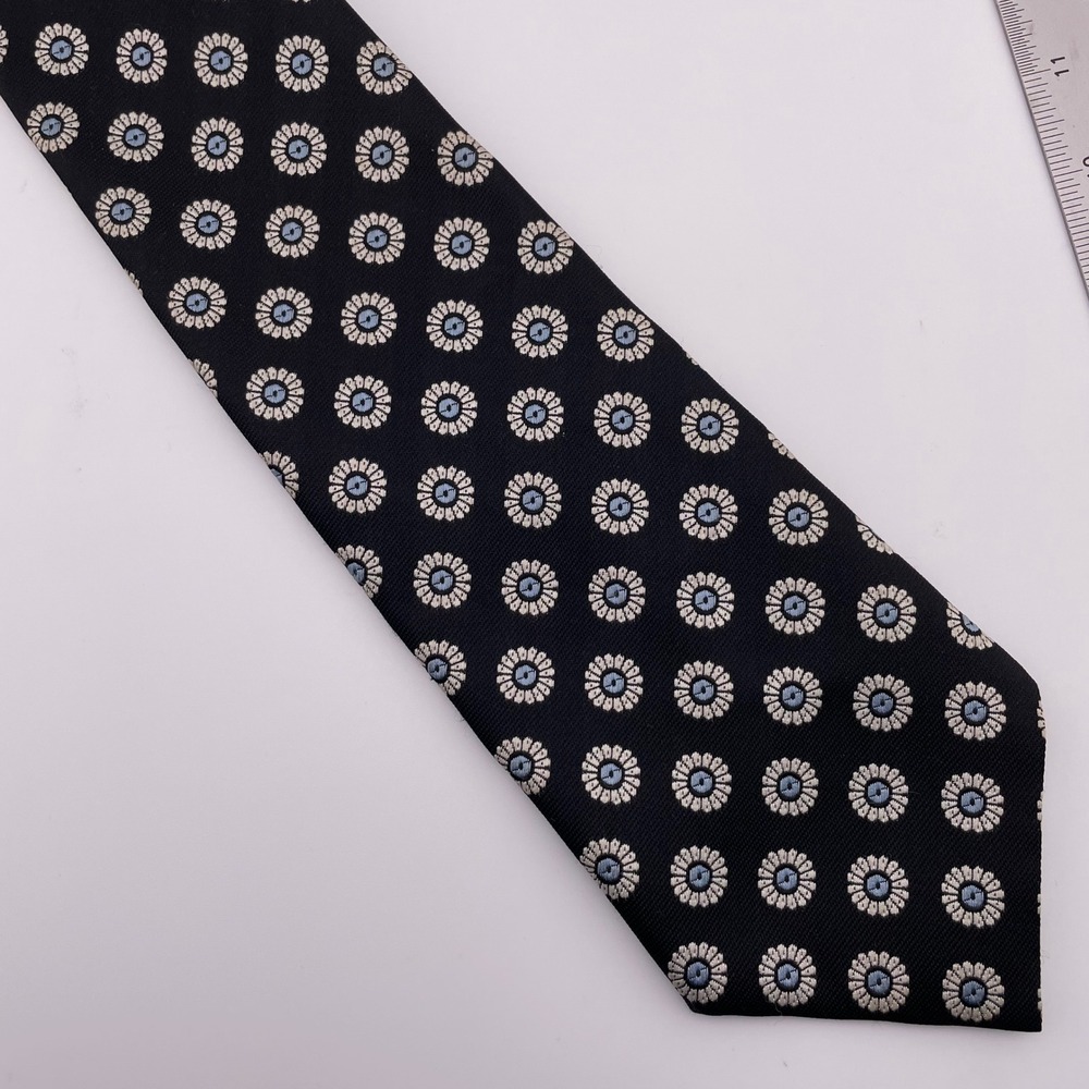 Cancia Polyester Men's Necktie Black Floral Pattern - Picture 1 of 4